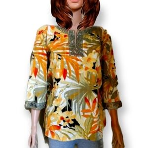 Alfred Dunner yellow Floral Blouse